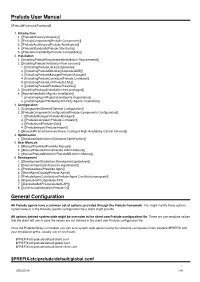 Prelude User Manual General Configuration