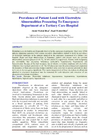 Prevalence of Patient Load with Electrolyte Abnormalities Presenting to Emergency Department at a Tertiary Care Hospital