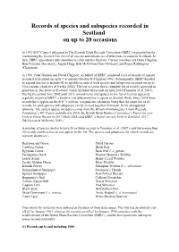 Records of Species and Subspecies Recorded in Scotland on up to 20 Occasions