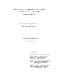 Comparing Latent Dirichlet Allocation and Latent Semantic Analysis As Classifiers