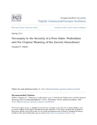 Federalism and the Original Meaning of the Second Amendment
