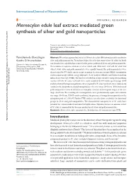 Memecylon Edule Leaf Extract Mediated Green Synthesis of Silver and Gold Nanoparticles