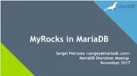 Myrocks in Mariadb