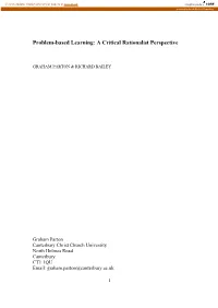 Problem-Based Learning: a Critical Rationalist Perspective