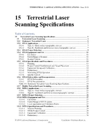 15 TERRESTRIAL LASER SCANNING SPECIFICATIONS • June 2018