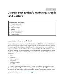 CHAPTER 19 Android User Enabled Security: Passwords and Gesture