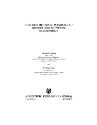 Ecology of Small Mammals of Desert and Montane Ecosystems