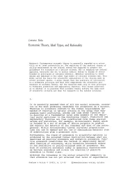 Economic Theory, Ideal Types, and Rationality