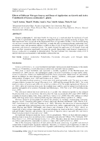 Effects of Different Nitrogen Sources and Doses of Application on Growth and Active Constituents of Cynara Cardunculus L