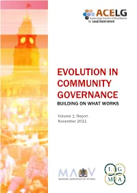 Evolution in Community Governance Building on What Works
