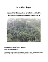 Inception Report-Support for Preparation of a National Coffee