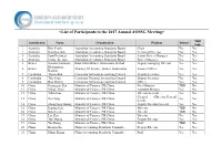 &lt;List of Participants to the 2017 Annual AOSSG Meeting&gt;