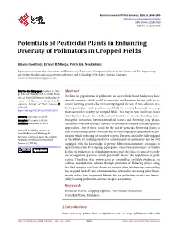 Potentials of Pesticidal Plants in Enhancing Diversity of Pollinators in Cropped Fields