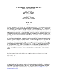 This Paper Was Written for a Symposium on the Use of Integrated Assessment Models for Climate Policy in the Review of Environmental Economics and Policy