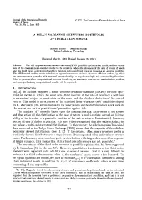 A Mean-Variance-Skewness Portfolio Optimization Model