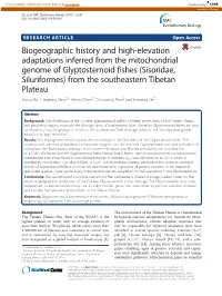 Biogeographic History and High-Elevation Adaptations