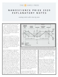 Nanoscience Prize 2020 Explanatory Notes