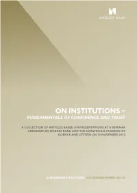 On Institutions – Fundamentals of Confidence and Trust