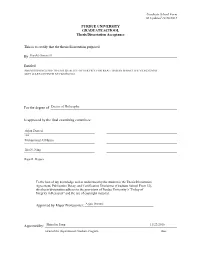 PURDUE UNIVERSITY GRADUATE SCHOOL Thesis/Dissertation Acceptance