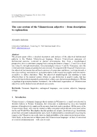 The Case System of the Vilamovicean Adjective – from Description to Explanation