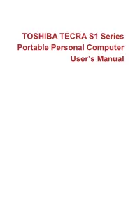 TOSHIBA TECRA S1 Series Portable Personal Computer User's Manual