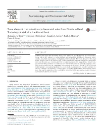 Trace Element Concentrations in Harvested Auks from Newfoundland: Toxicological Risk of a Traditional Hunt