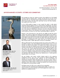 Advisor Managed Accounts: October 2020 Commentary