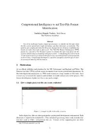 Computational Intelligence to Aid Text File Format Identification