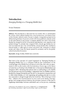 Introduction Emerging Kinship in a Changing Middle East