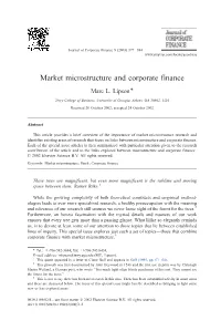 Market Microstructure and Corporate Finance