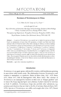 Revision of &lt;I&gt;Termitomyces&lt;/I&gt; in China