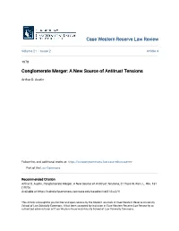 Conglomerate Merger: a New Source of Antitrust Tensions