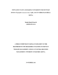 I POPULATION STATUS and HABITAT SUITABILITY FOR