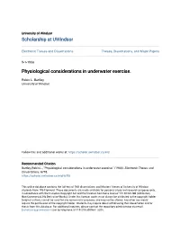 Physiological Considerations in Underwater Exercise