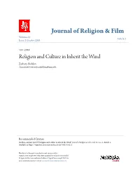 Religion and Culture in Inherit the Wind Zachary Sheldon Texas A&M University, Zsheldon@Tamu.Edu