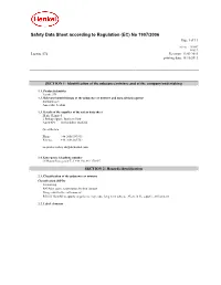 Safety Data Sheet According to Regulation (EC) No 1907/2006 Page 1 of 11