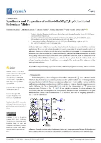 Synthesis and Properties of Ortho-T-Buso2c6h4-Substituted Iodonium Ylides