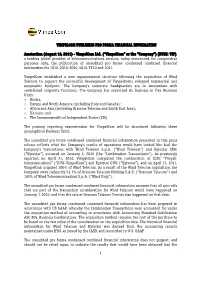 Vimpelcom Publishes Pro Forma Financial Information