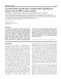 Connective-Tissue Growth Factor Modulates WNT Signalling And
