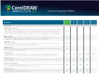 Coreldraw 2021 Version Comparison Matrix