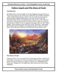 Fallen Angels and the Days of Noah