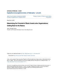Maximizing the Potential of Black Greek-Letter Organizations: Getting Back to the Basics