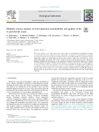 Multiple Criteria Analysis of Environmental Sustainability and Quality of Life T in Post-Soviet States ⁎ A
