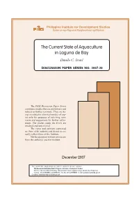 The Current State of Aquaculture in Laguna De Bay Danilo C