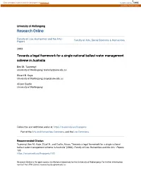 Towards a Legal Framework for a Single National Ballast Water Management Scheme in Australia