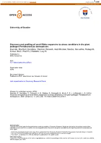 University of Dundee Discovery and Profiling of Small Rnas Responsive