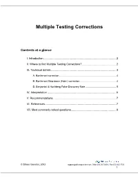 Multiple Testing Corrections