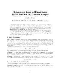 Orthonormal Bases in Hilbert Space APPM 5440 Fall 2017 Applied Analysis
