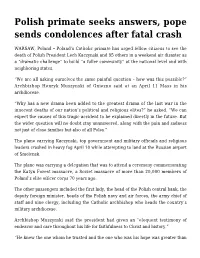 Polish Primate Seeks Answers, Pope Sends Condolences After Fatal Crash