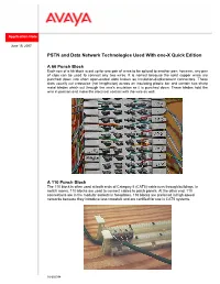 PSTN and Data Network Technologies Used with One-X Quick Edition